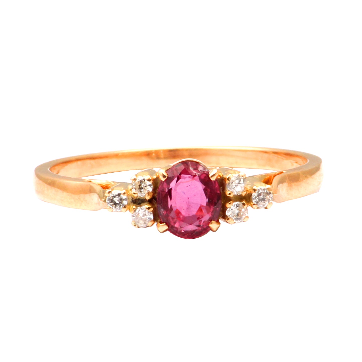 Ruby(Indian) And Diamonds Gold Ring