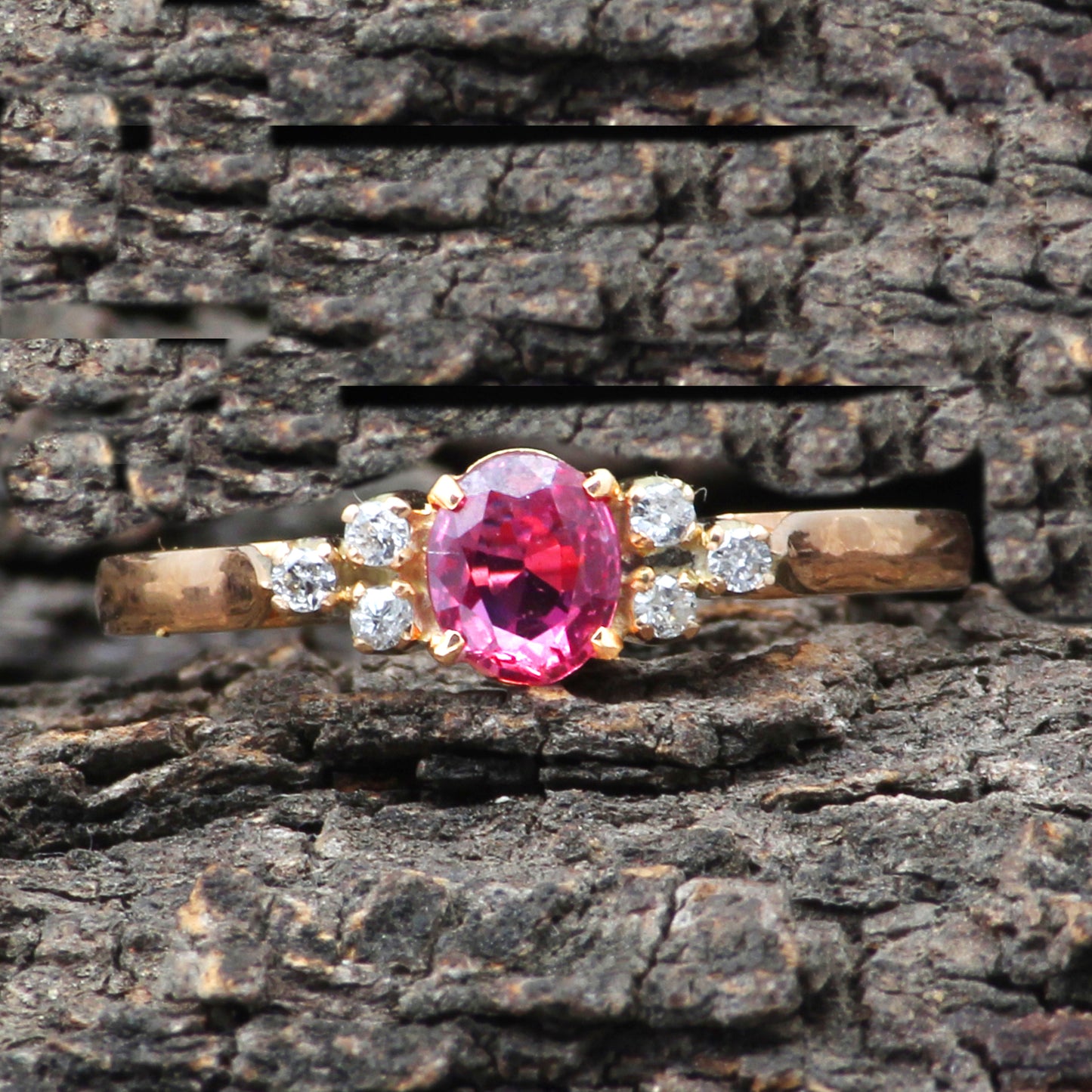 Ruby(Indian) And Diamonds Gold Ring