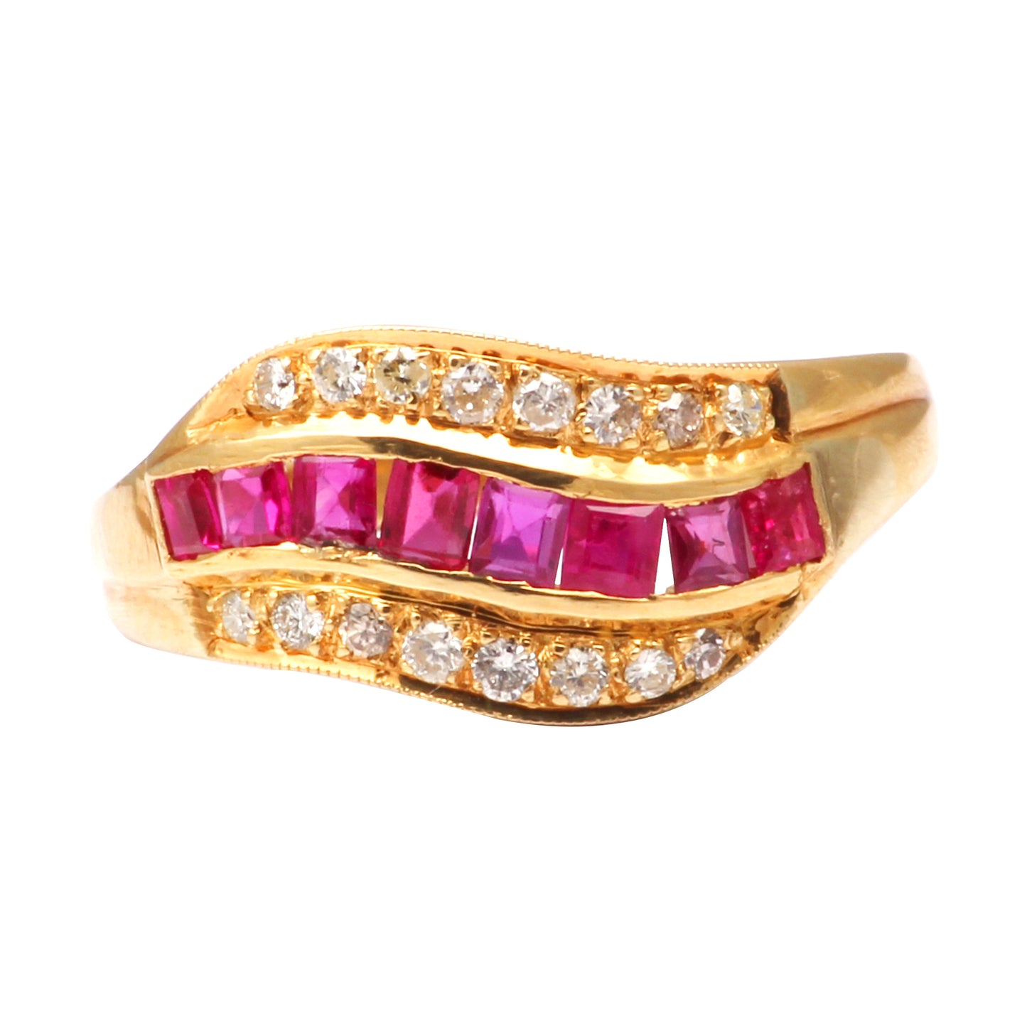 Ruby(Burma) And Diamonds Gold Ring