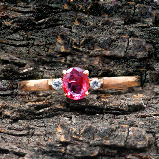 Ruby(Natural) And Diamonds Gold Ring