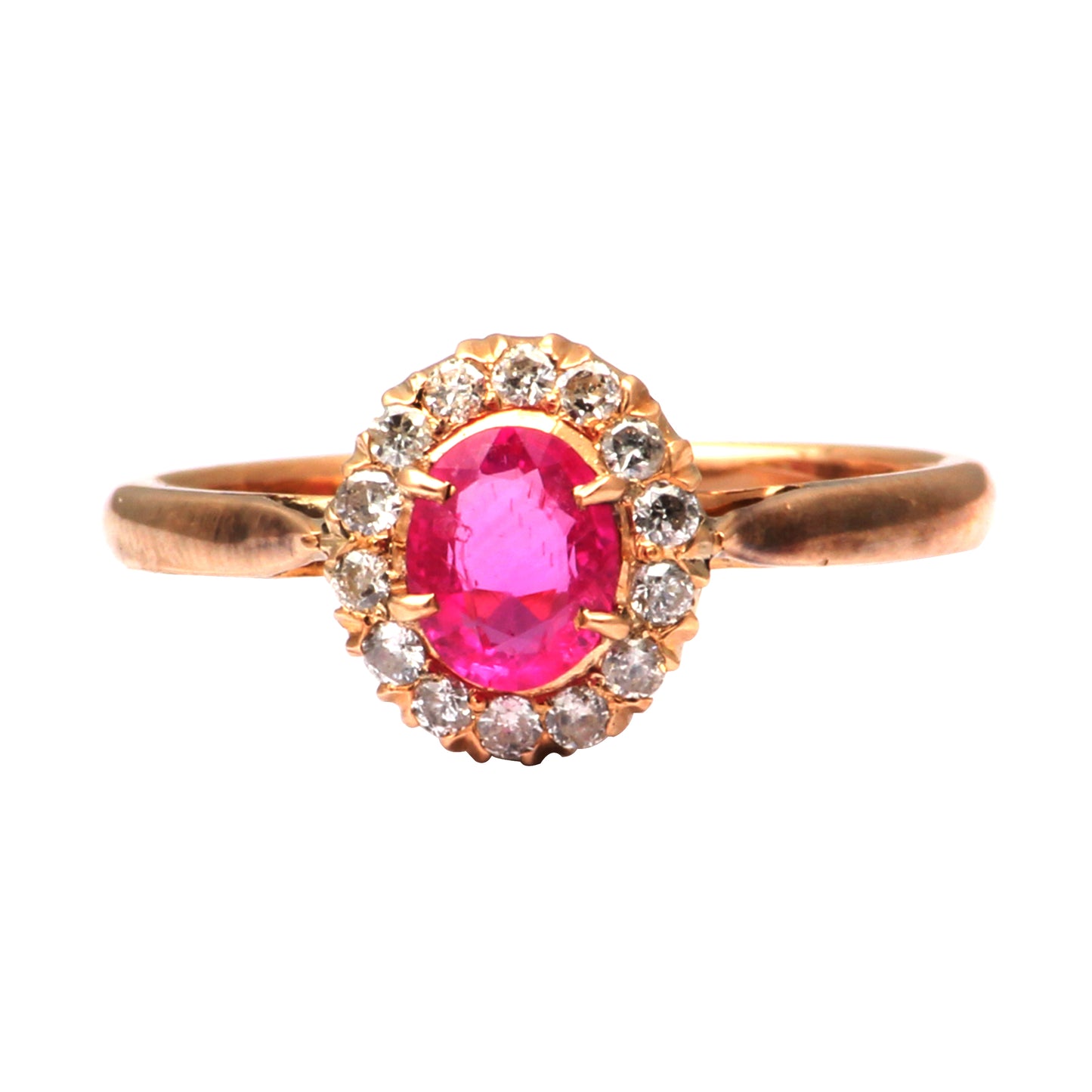 Ruby(Burma) And Diamonds Gold Ring