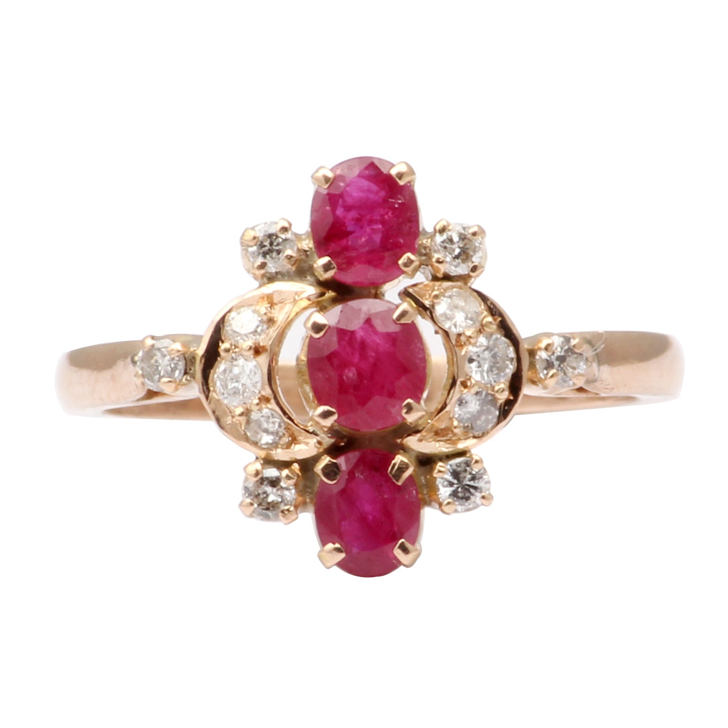 Ruby(Thai) And Diamonds Gold Ring