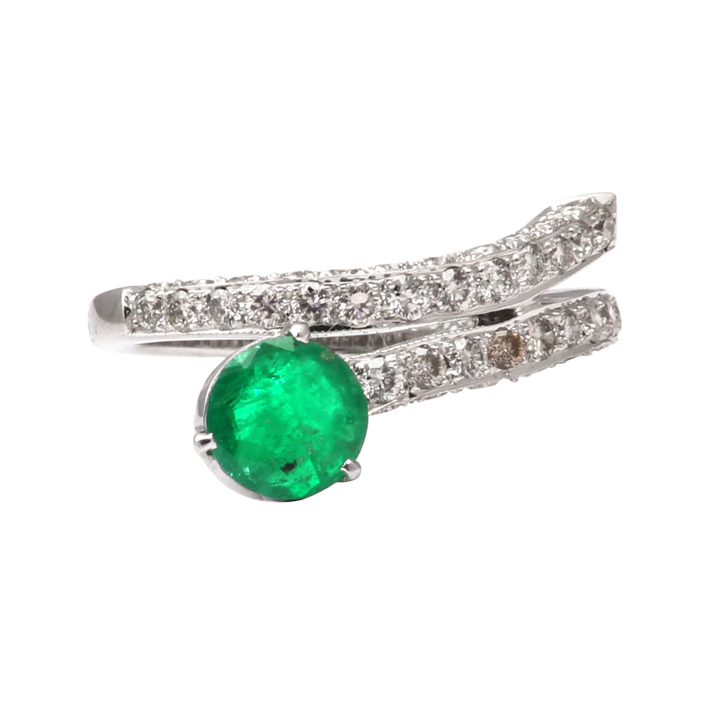 Emerald(Brazil) And Diamonds Gold Ring