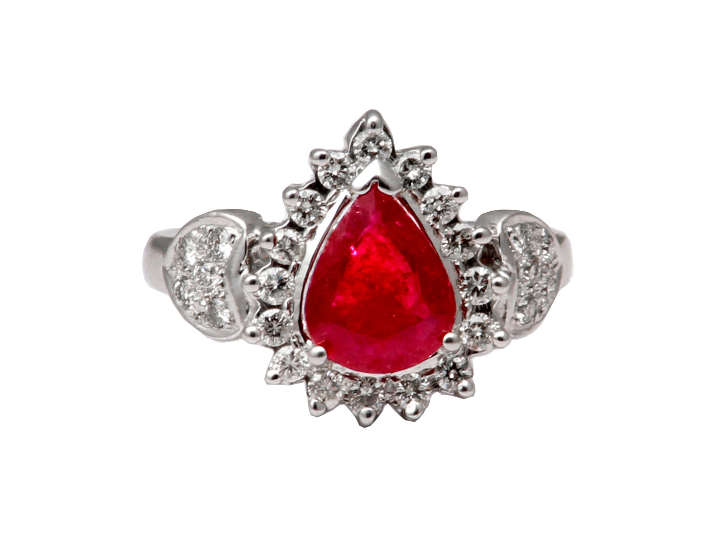 Ruby(Glass Filled) And Diamonds Gold Ring