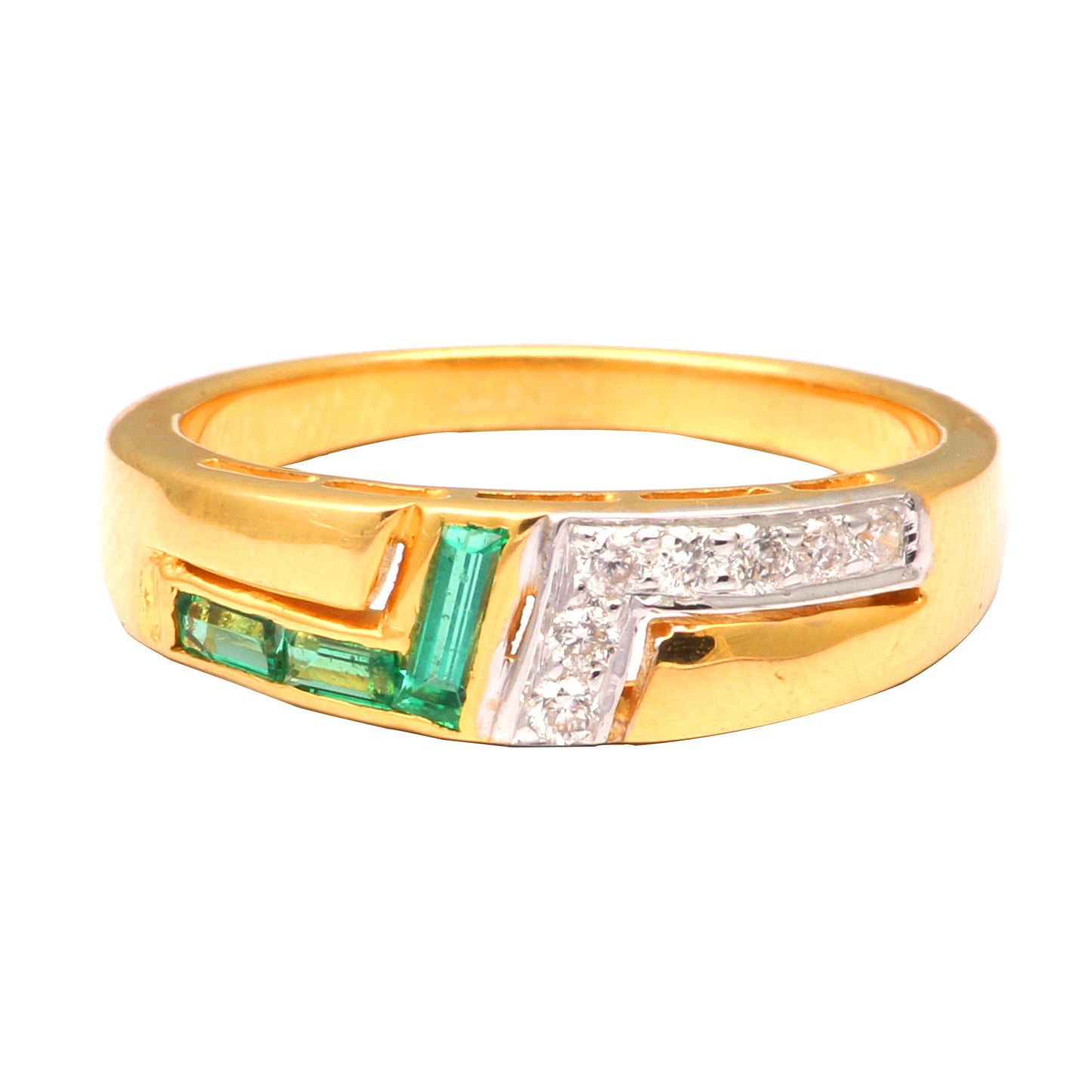 Emerald And Diamonds Gold Ring