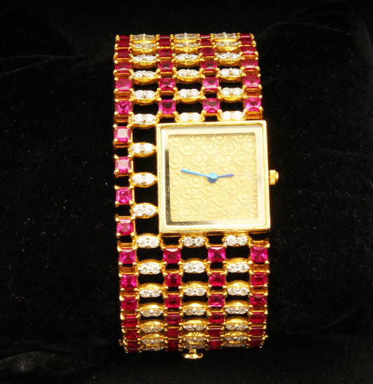 Gold ruby diamond watch