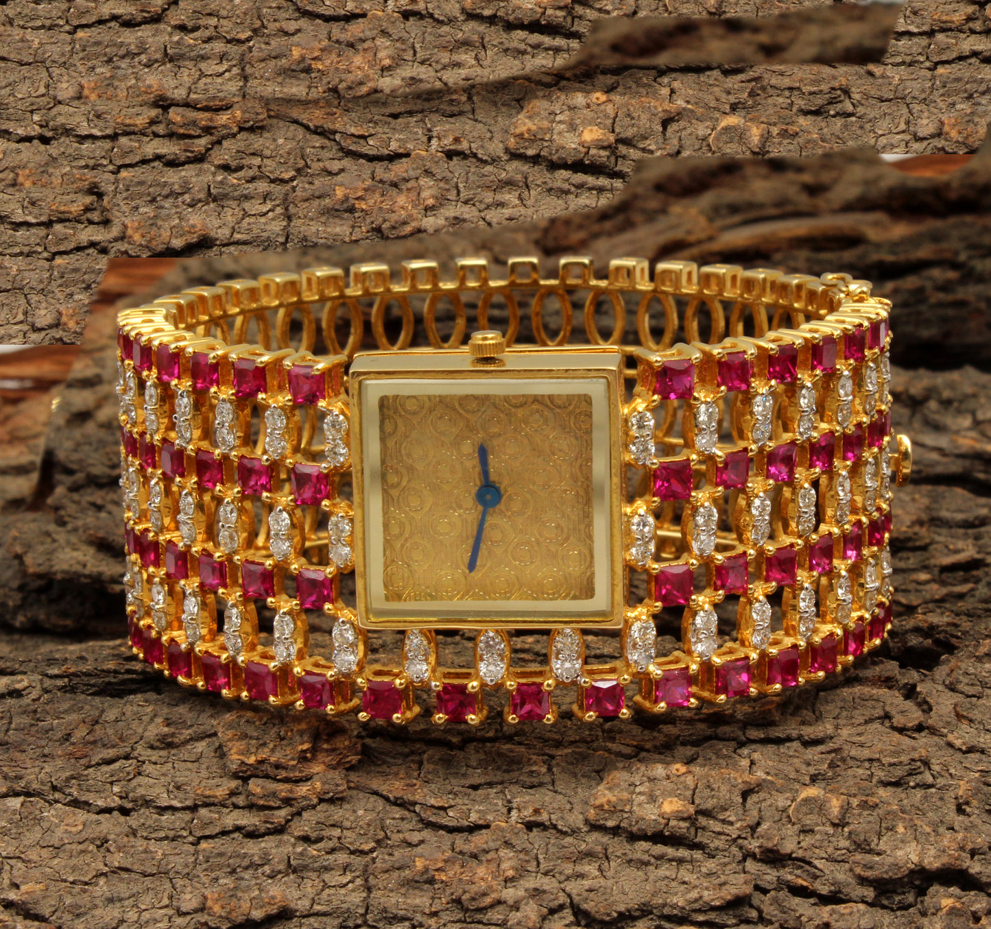 Gold ruby diamond watch