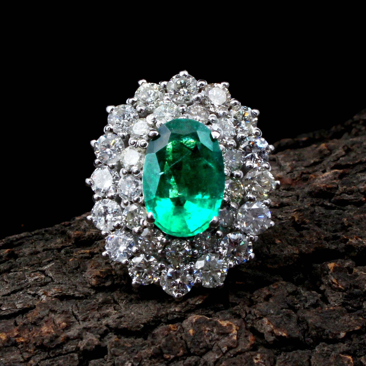 emerald diamond pendant earring set
