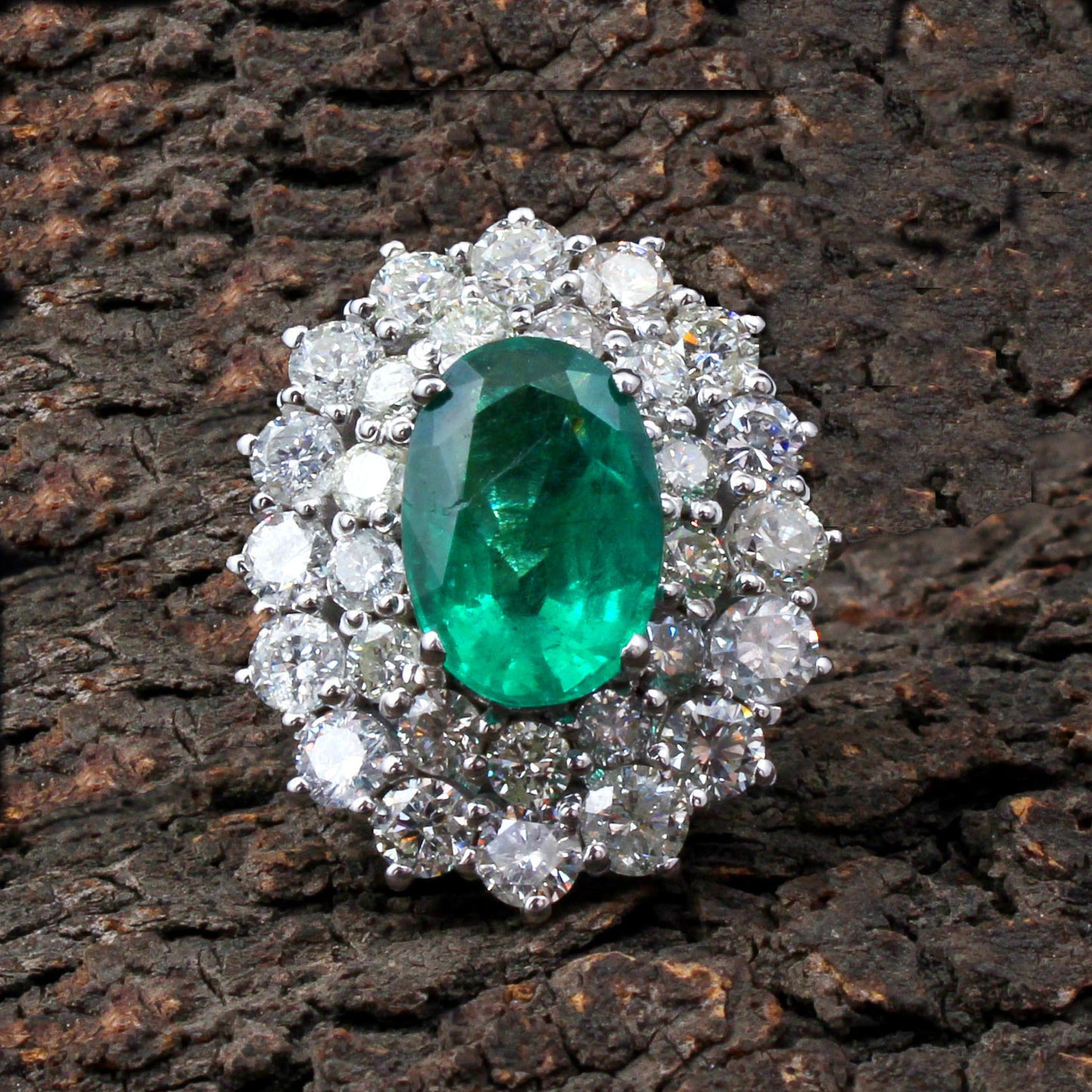 emerald diamond pendant earring set