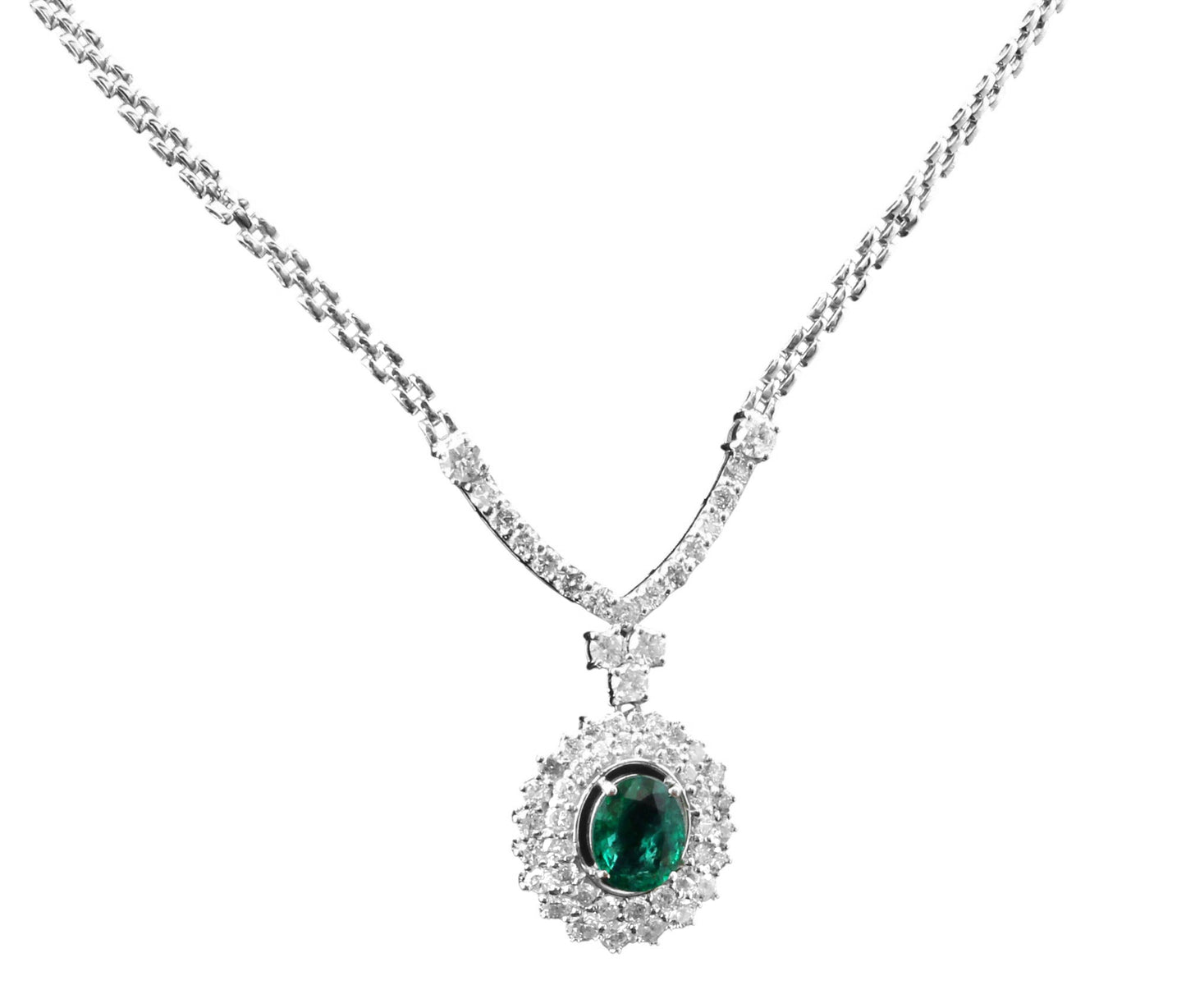 emerald diamond pendant earring set