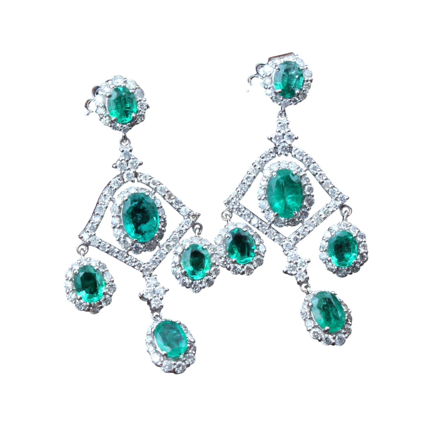 emerald diamond pendant earring set