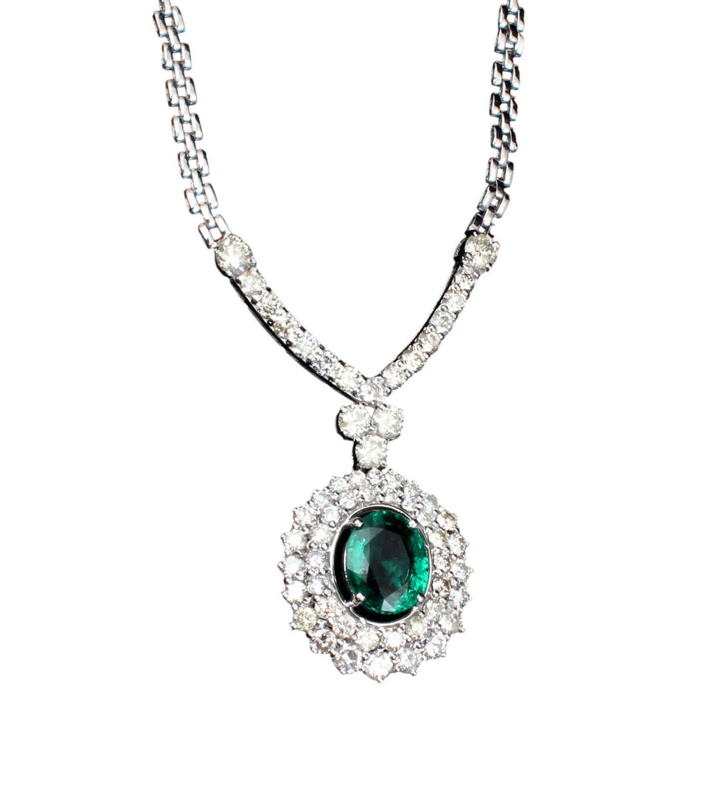 emerald diamond pendant earring set