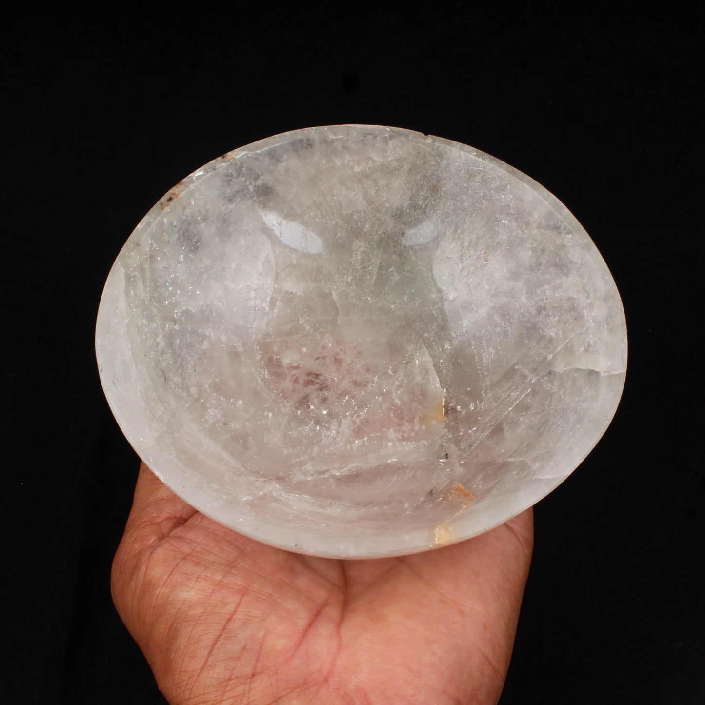 Clear Quartz Round Bowl Hand Carved Gemstone Natural Crystal Bowl for Healing, Meditation, Chakra Balancing, Self-Love & Spiritual
