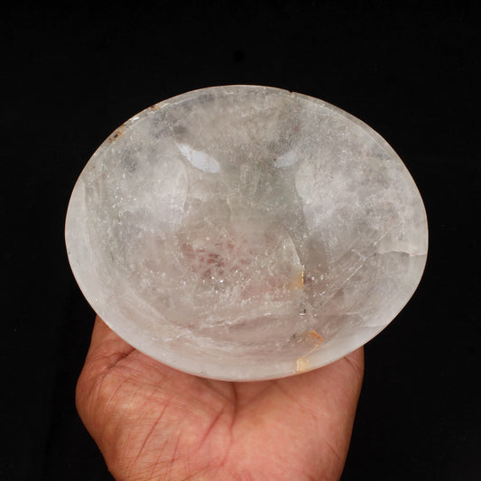 Clear Quartz Round Bowl Hand Carved Gemstone Natural Crystal Bowl for Healing, Meditation, Chakra Balancing, Self-Love & Spiritual