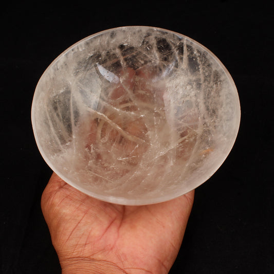 Clear Quartz Round Bowl Hand Carved Gemstone Natural Crystal Bowl for Healing, Meditation, Chakra Balancing, Decorative Bowl