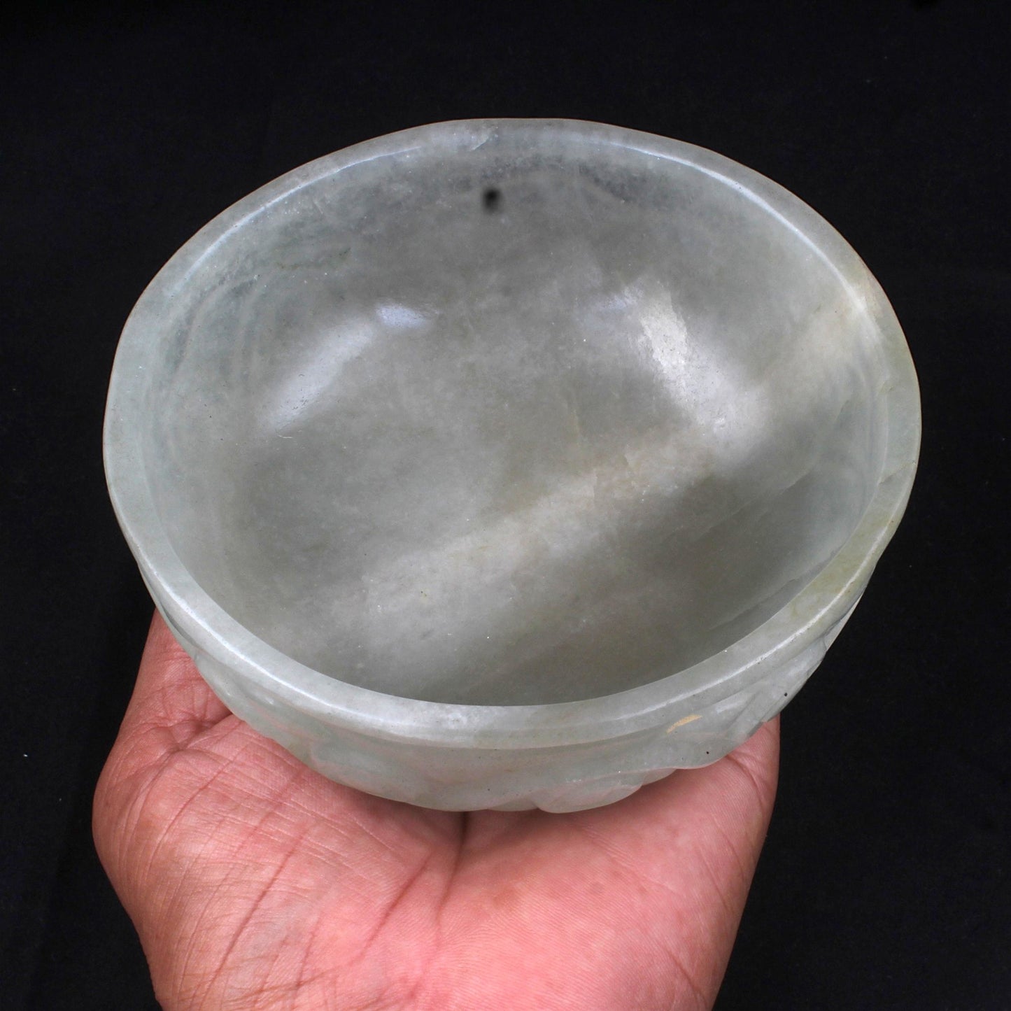 Green Jade Round Bowl Hand Carved Gemstone Natural Crystal Bowl for Healing, Meditation, Chakra Balancing, Self-Love & Spiritual