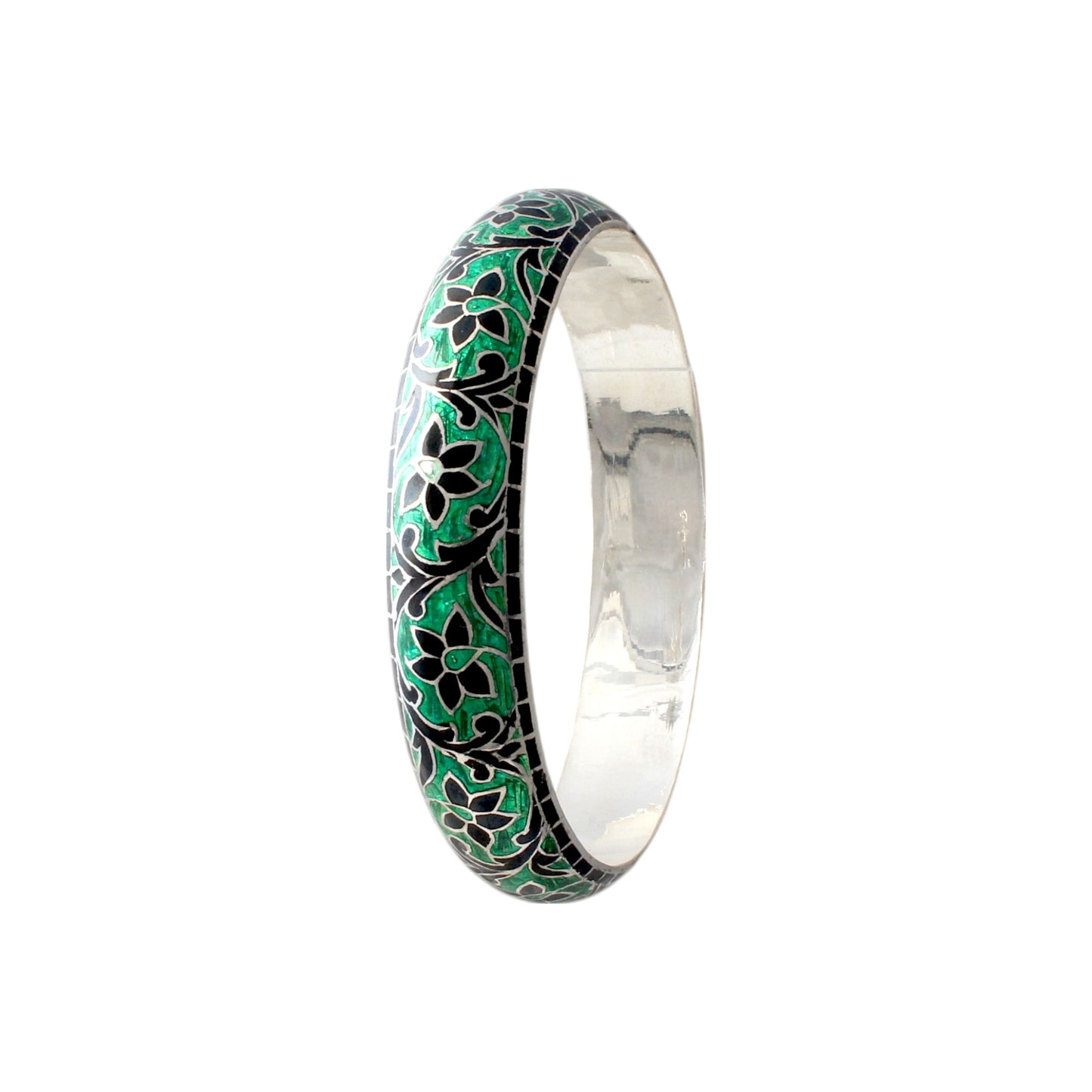 Meenakari Floral 925 Sterling Silver Enamel Bangles Handmade Vintage Bangle Bracelet Cloisonne Culture Style Jewelry