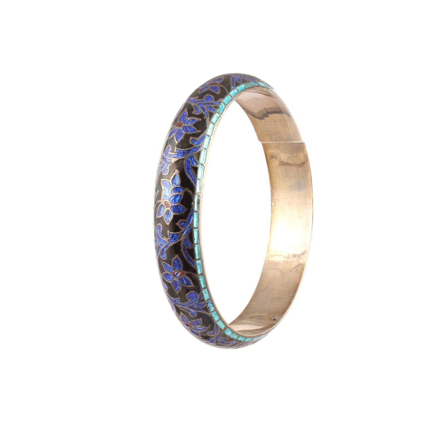 Cloisonne Floral 925 Sterling Silver Enamel Bangles