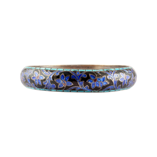 Cloisonne Floral 925 Sterling Silver Enamel Bangles