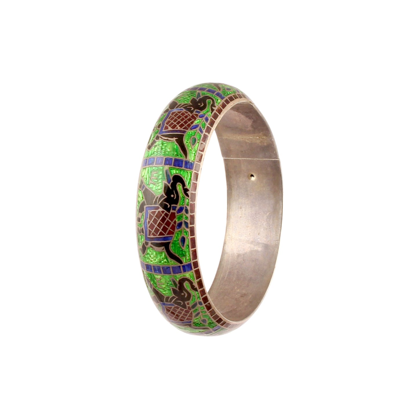 Elephant Print Enamel 925 Sterling Silver Handmade Bangles