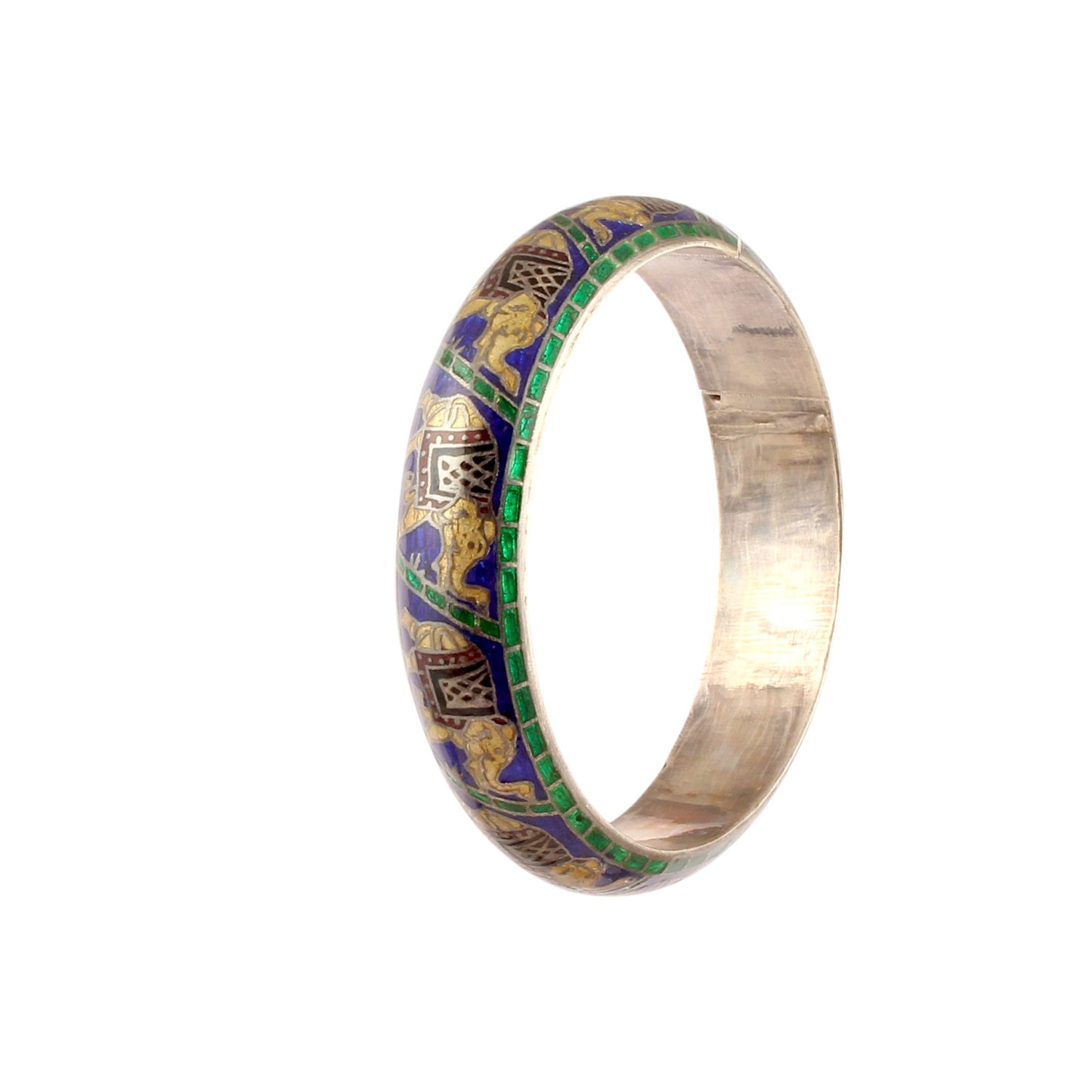 925 Sterling Silver Elephant Enamel Bangle Handmade Traditional Silver Bangle