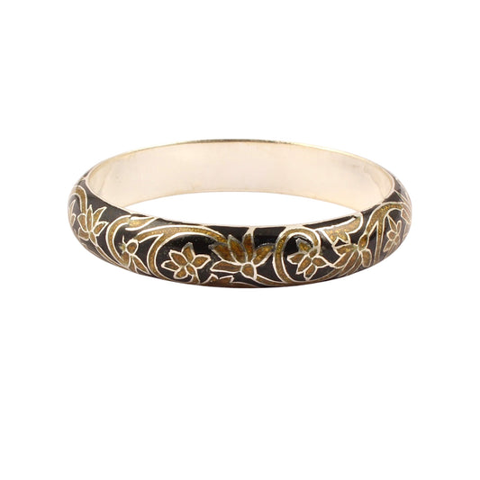 Floral Enamel Bangle Handmade 925 Sterling Silver Designer Traditional Bracelet