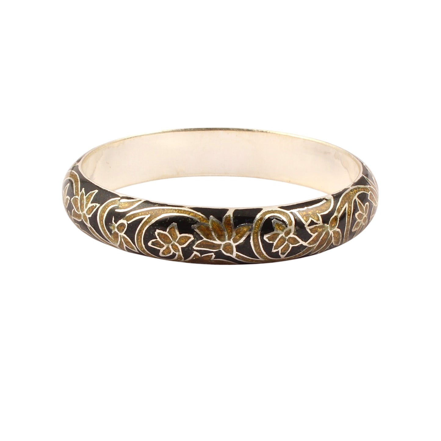 Flower Enamel Meenakari Handmade 925 Sterling Silver Bangle