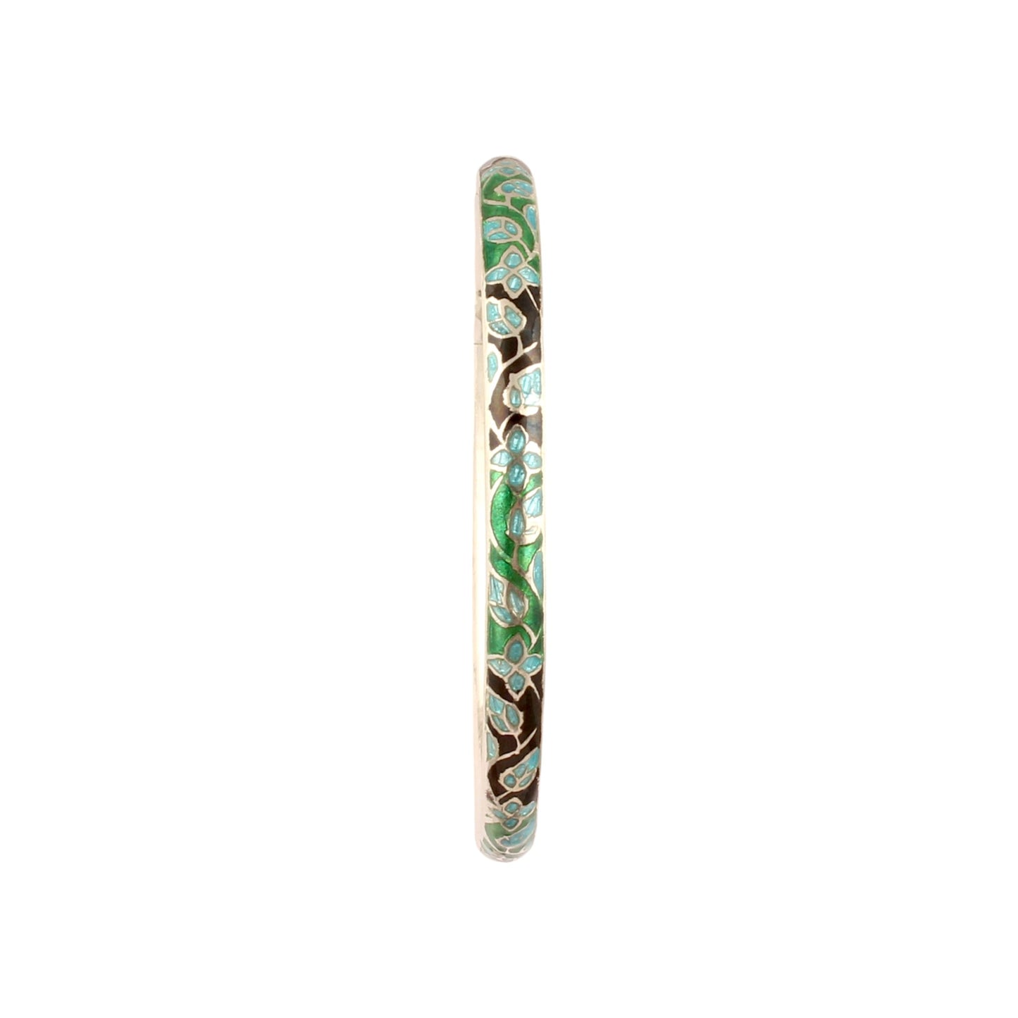Enamel Floral Pattern Meenakari Handmade 925 Sterling Silver Bangle