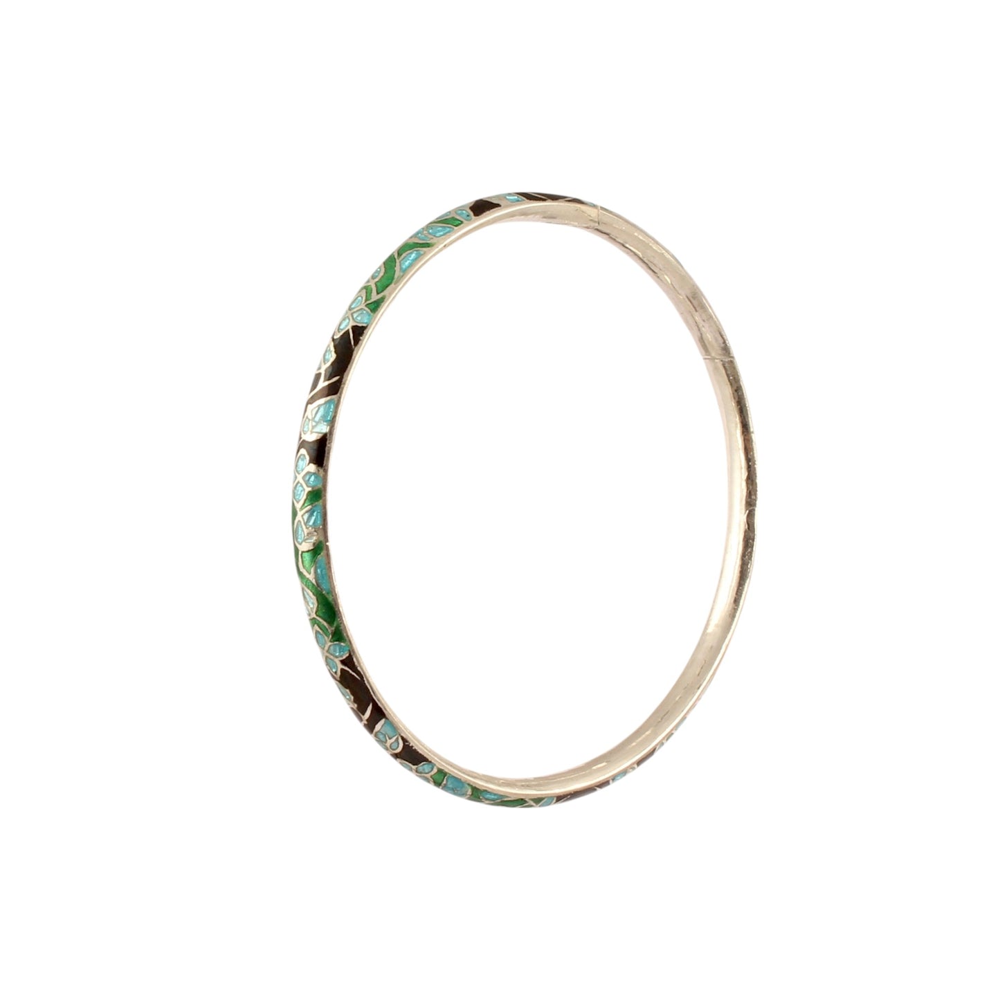 Enamel Floral Pattern Meenakari Handmade 925 Sterling Silver Bangle