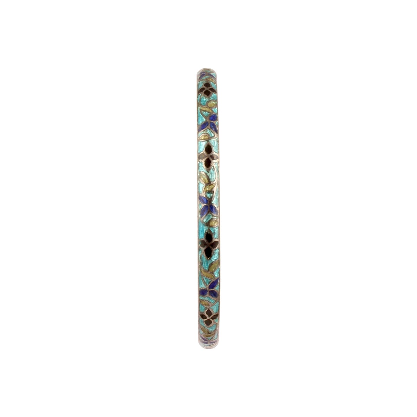 Designer Leaf Bangle Enamel Meenakari Handmade 925 Sterling Silver Flower Pattern Bangle