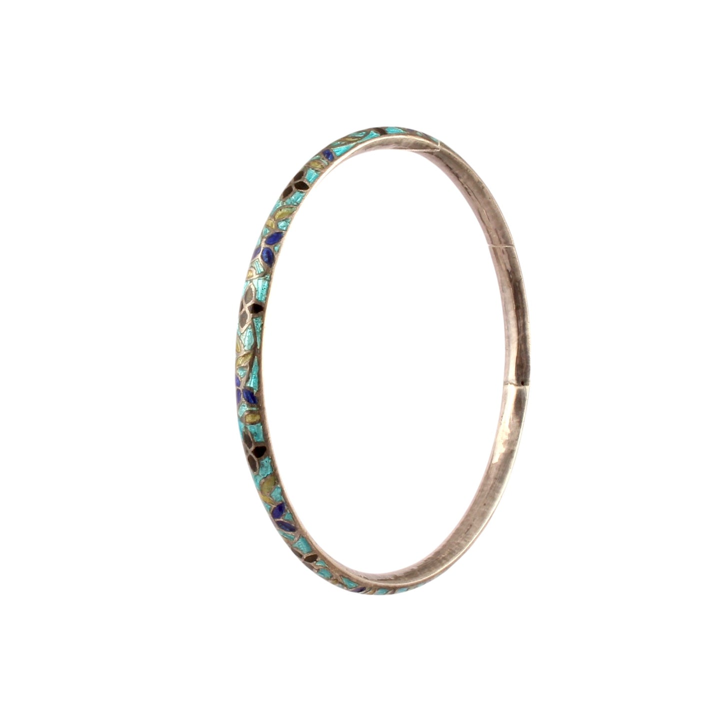 Designer Leaf Bangle Enamel Meenakari Handmade 925 Sterling Silver Flower Pattern Bangle