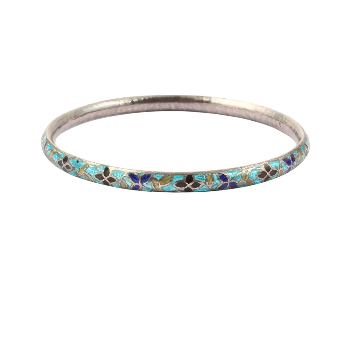 Designer Leaf Bangle Enamel Meenakari Handmade 925 Sterling Silver Flower Pattern Bangle