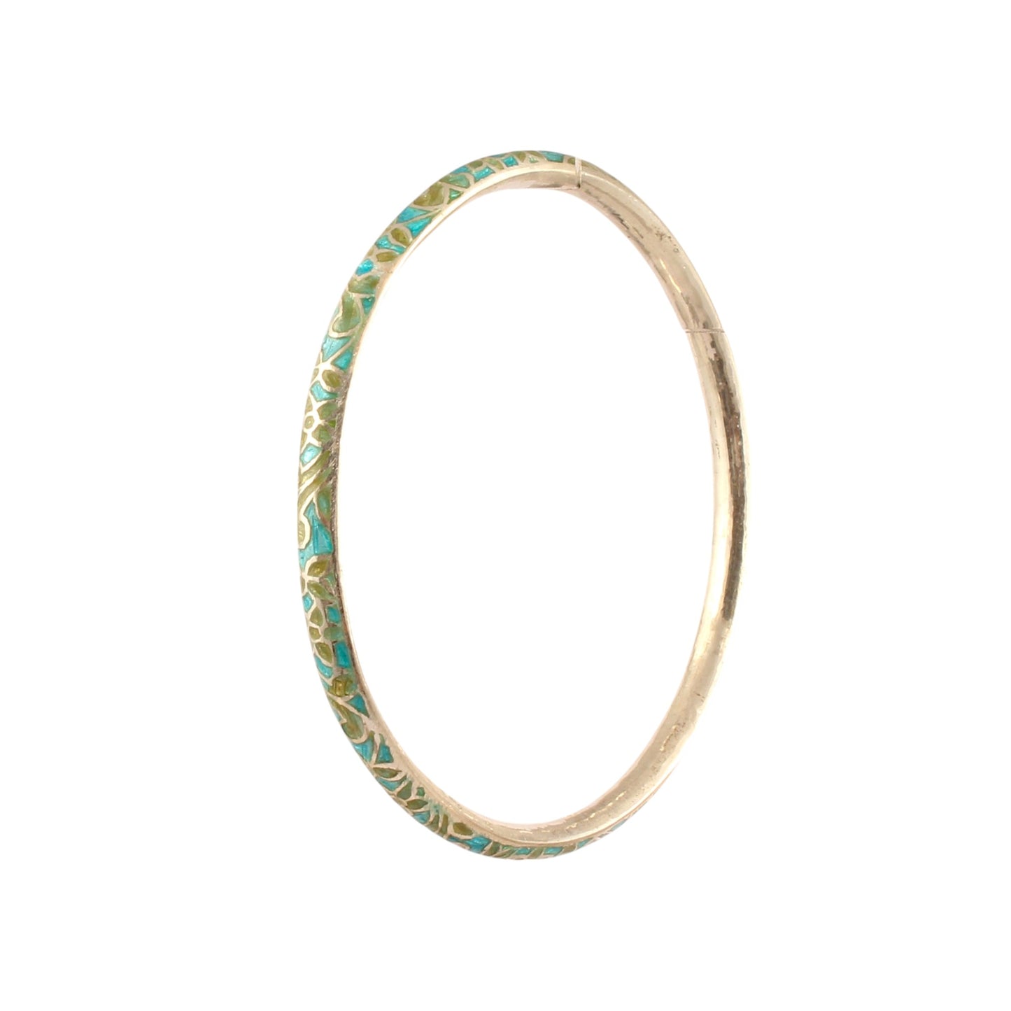 Leaf Bangle Enamel Meenakari Handmade 925 Sterling Silver Flower Pattern Bangle