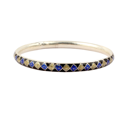 Cloisonne Meenakari (Multi color Enamel) Solid 925 Sterling Silver Minimalist Bangles