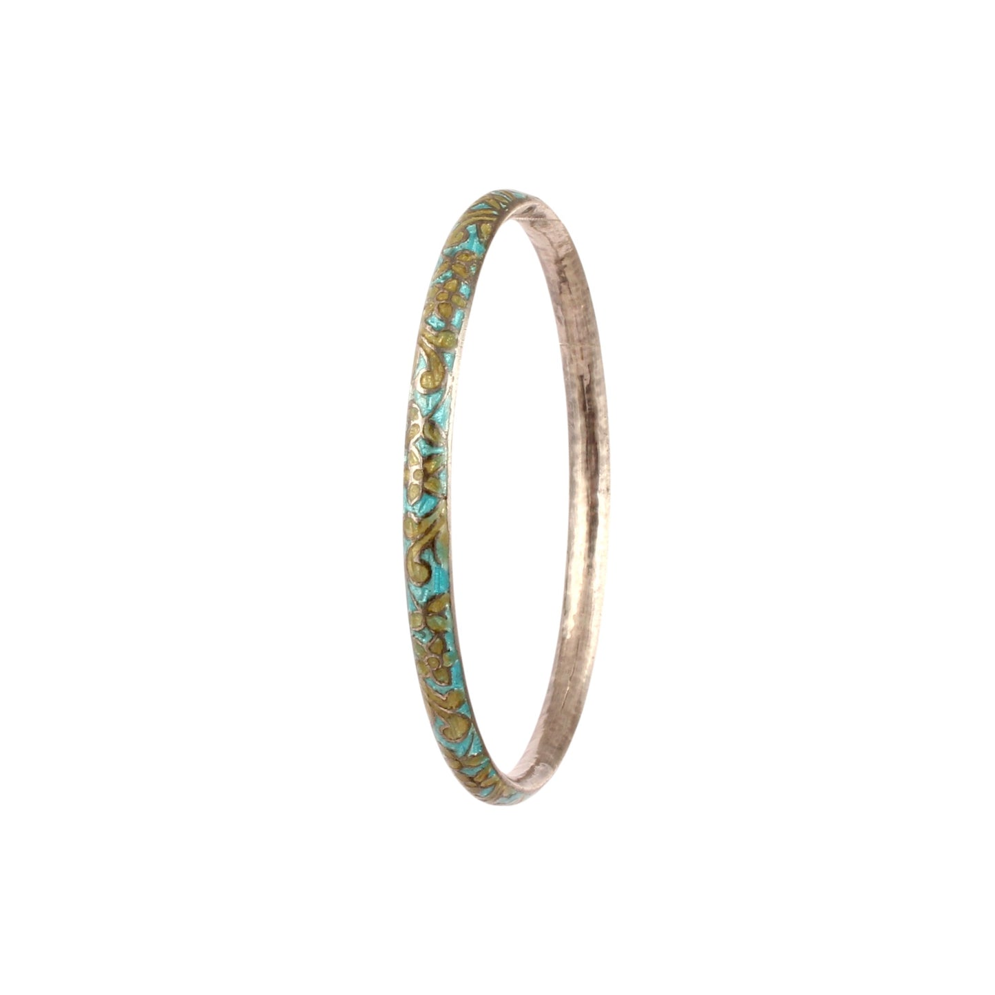 Vintage Enamel Bangle Handmade 925 Sterling Silver Designer Jewelry