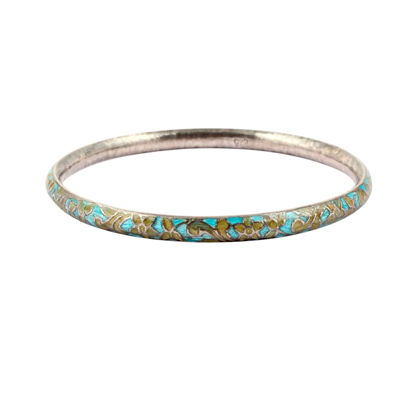 Vintage Enamel Bangle Handmade 925 Sterling Silver Designer Jewelry