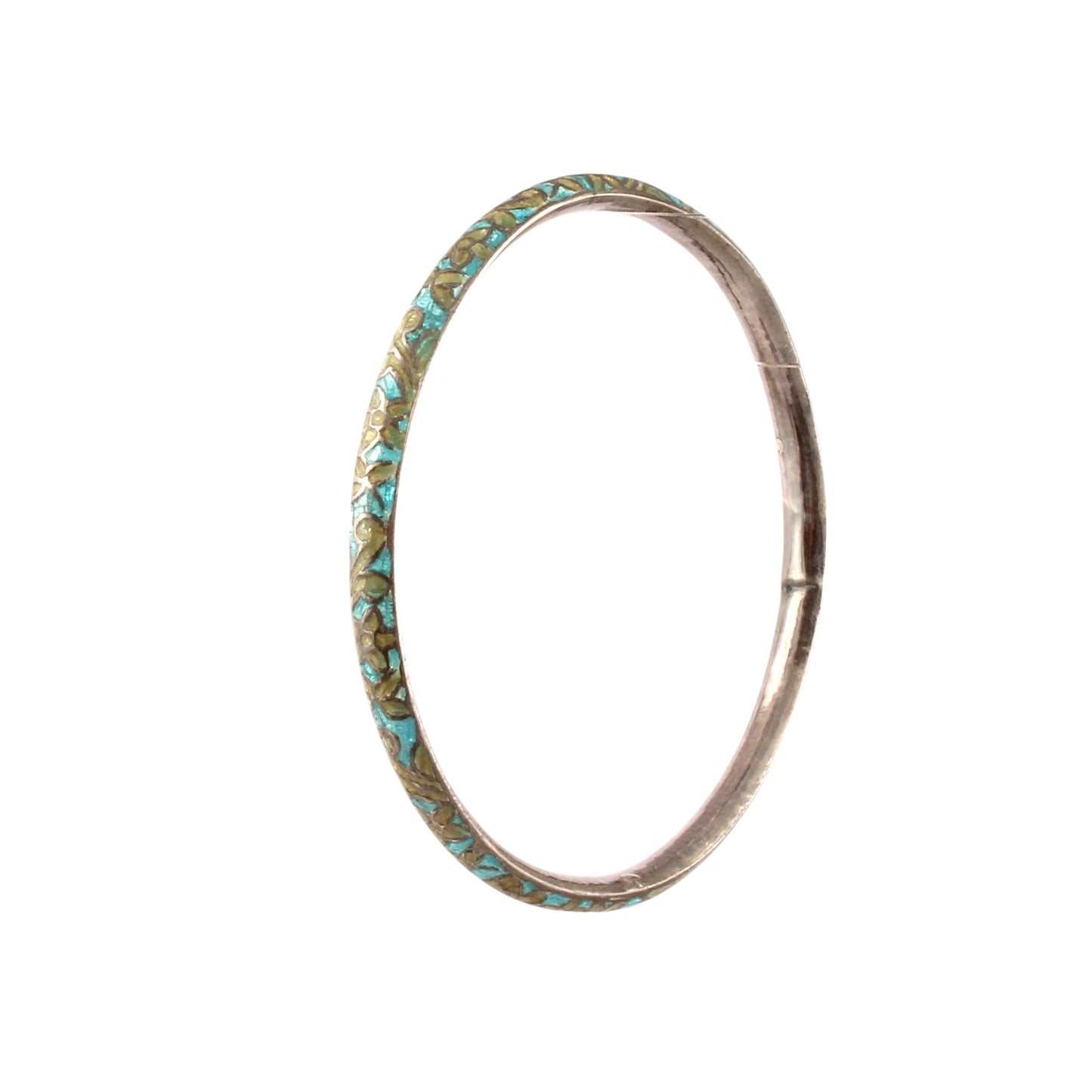 Floral Enamel Bangle Handmade 925 Sterling Silver Designer Jewelry