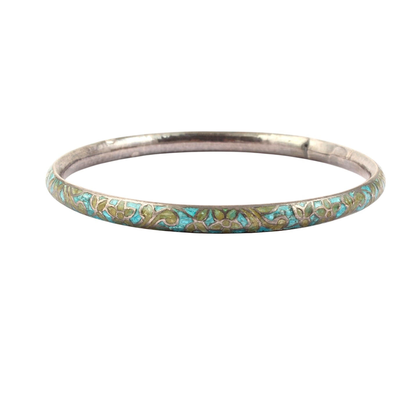 Floral Enamel Bangle Handmade 925 Sterling Silver Designer Jewelry