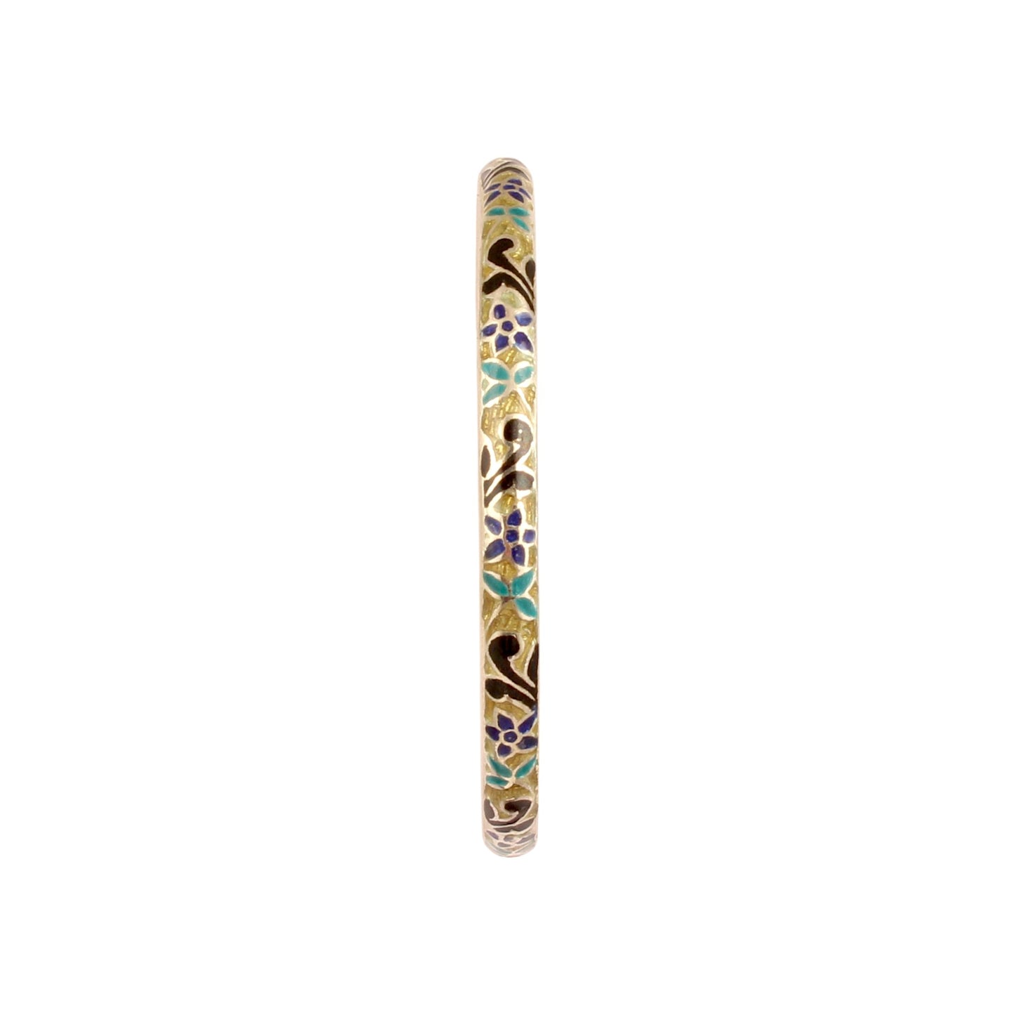 Leaf Floral Bangle Enamel Meenakari 925 Sterling Silver Handmade Bangle