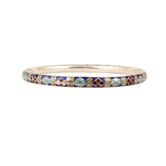 Enamel Bangle Handmade 925 Sterling Silver Designer Bangle Jewelry