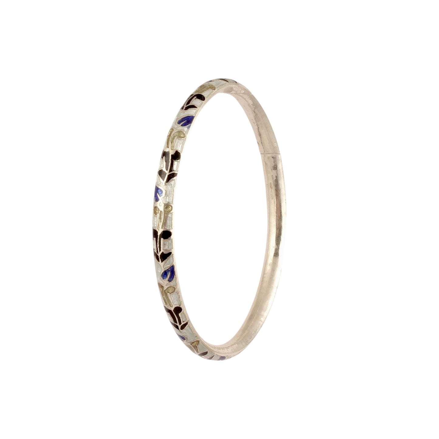 Leaf Bangle Enamel Meenakari 925 Sterling Silver Handmade Flower Pattern Bangle