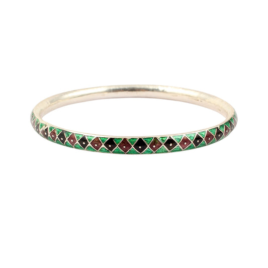 Meenakari Enamel Bangle Handmade 925 Sterling Silver Designer Jewelry