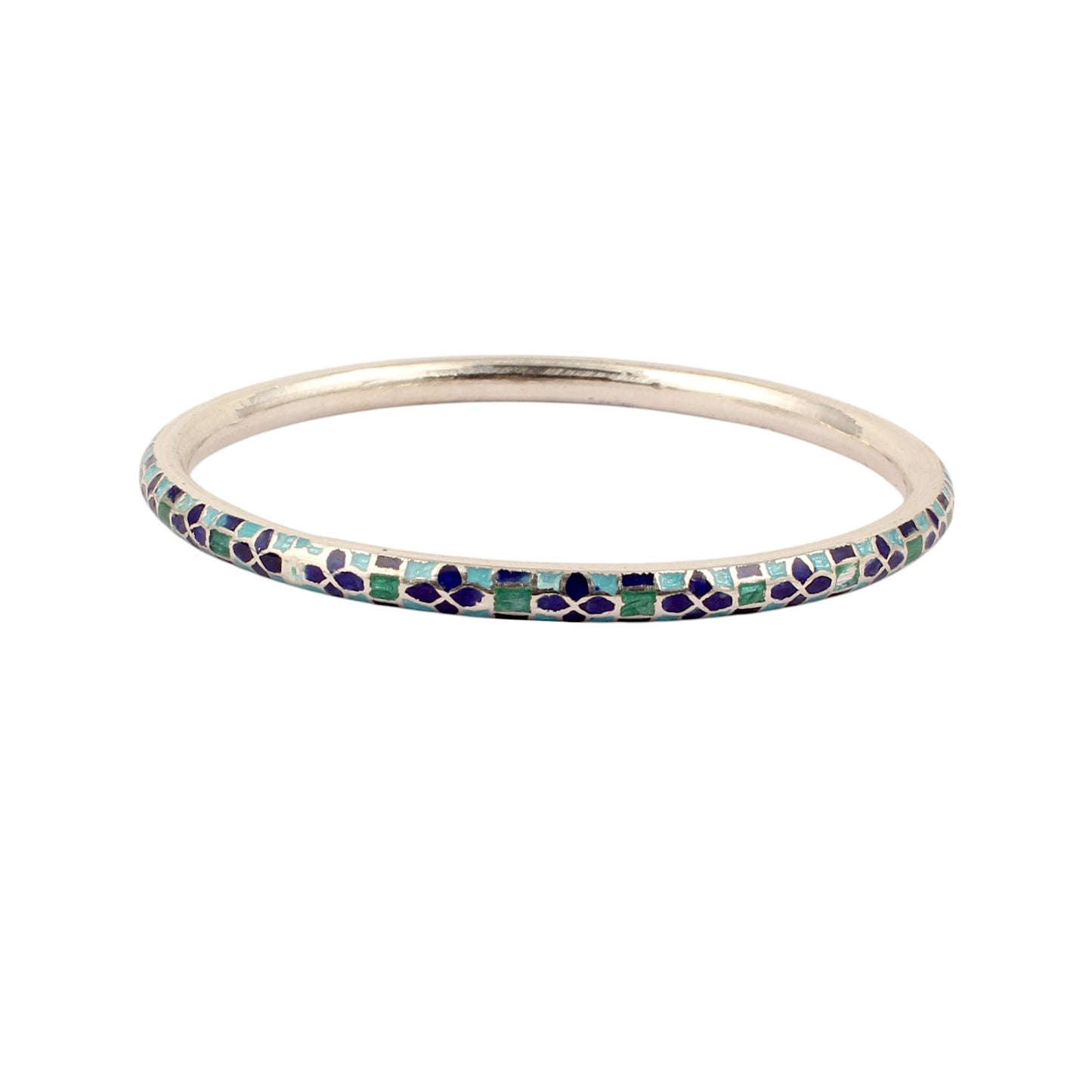 Traditional Wear Enamel Meenakari Work Bangle Handmade 925 Sterling Silver Jewelry