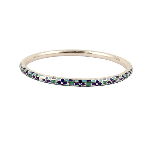 Traditional Wear Enamel Meenakari Work Bangle Handmade 925 Sterling Silver Jewelry