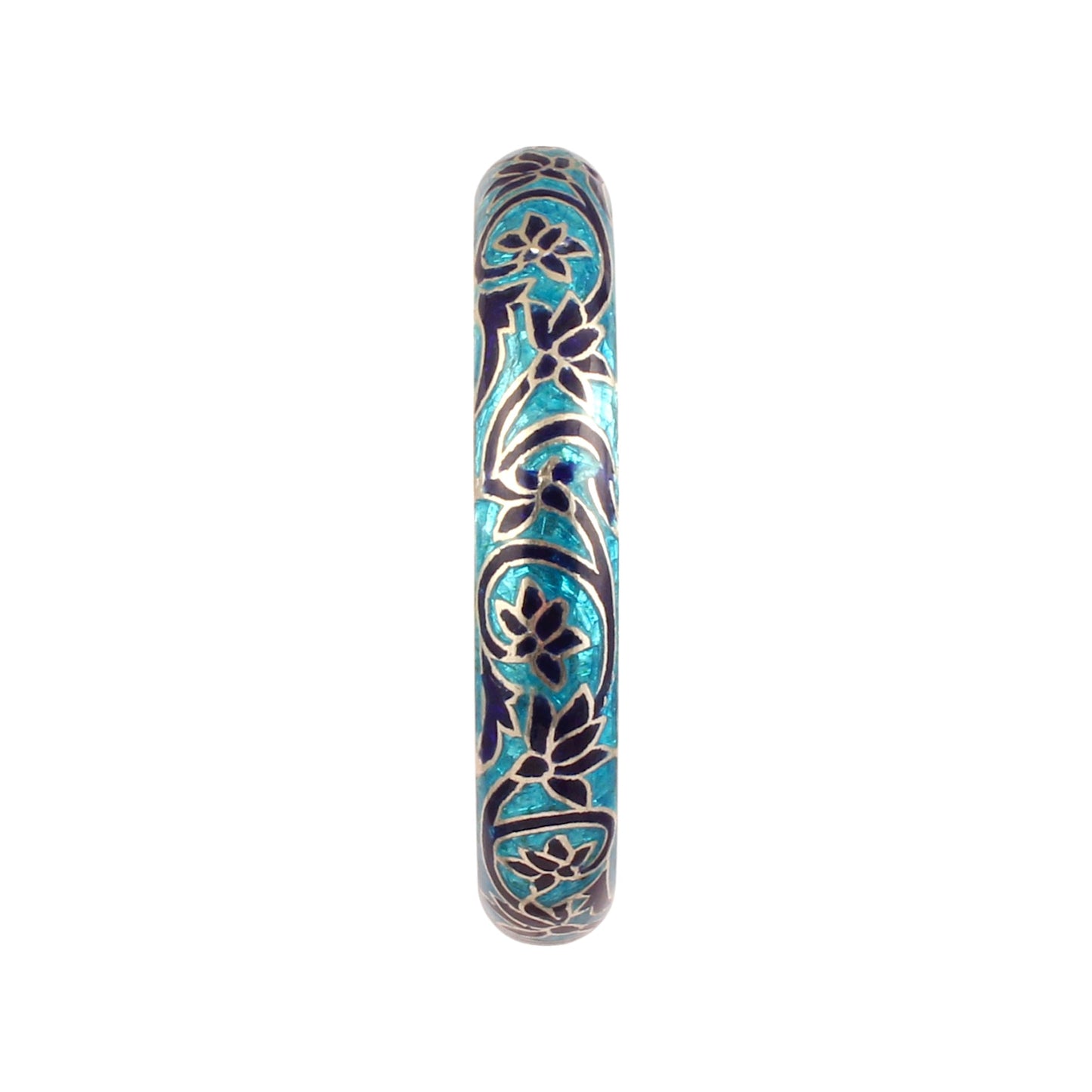 Leaf Floral Bangle Enamel Meenakari Work Handmade 925 Sterling Silver Flower Pattern Bangle