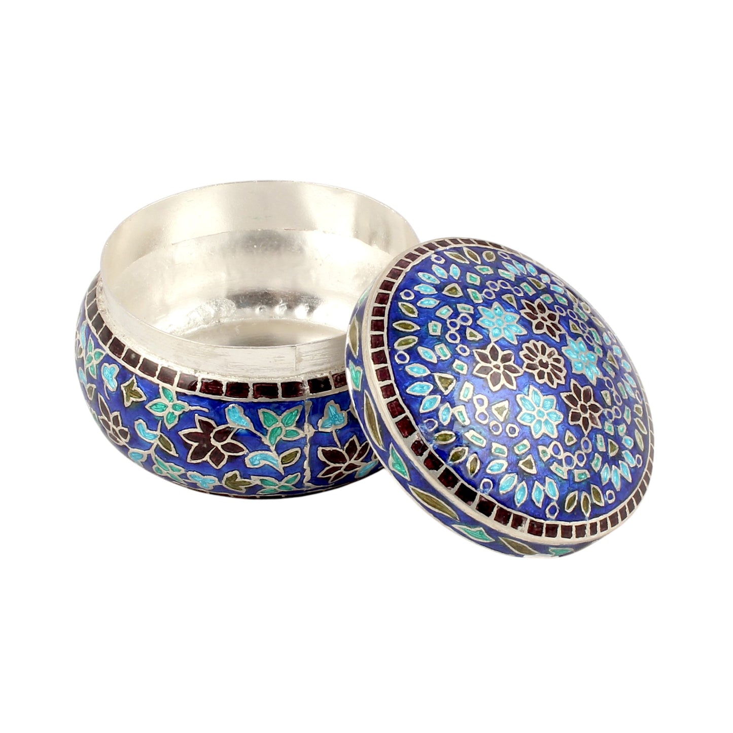 Floral Enamel Work Box 925 Sterling Silver Enamelled Clisonne Jewelry Store Box