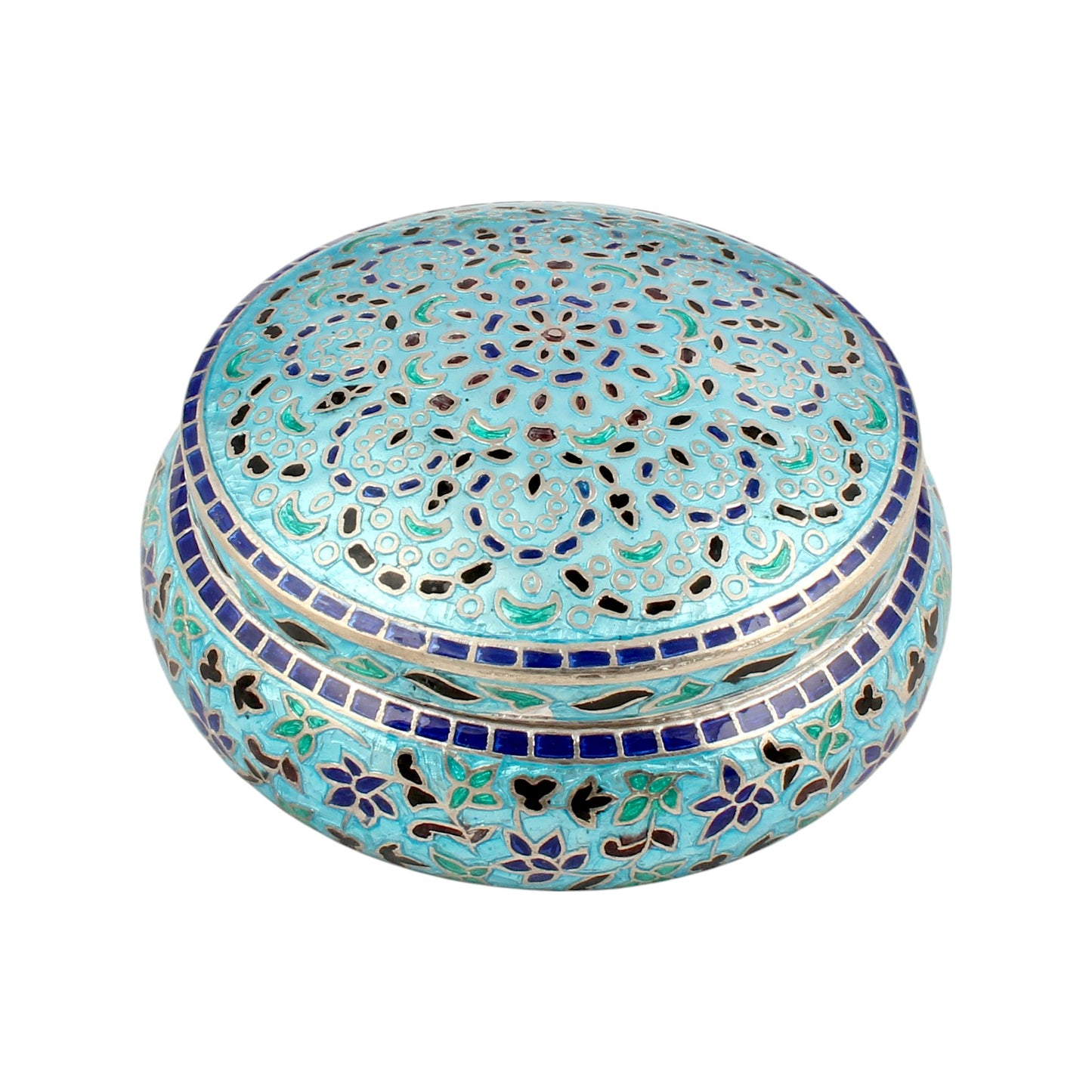 Floral Enamel Work Box 925 Sterling Silver Enamelled Jewelry Store Box