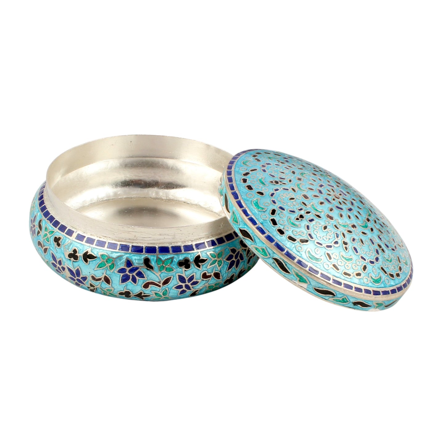 Floral Enamel Work Box 925 Sterling Silver Enamelled Jewelry Store Box