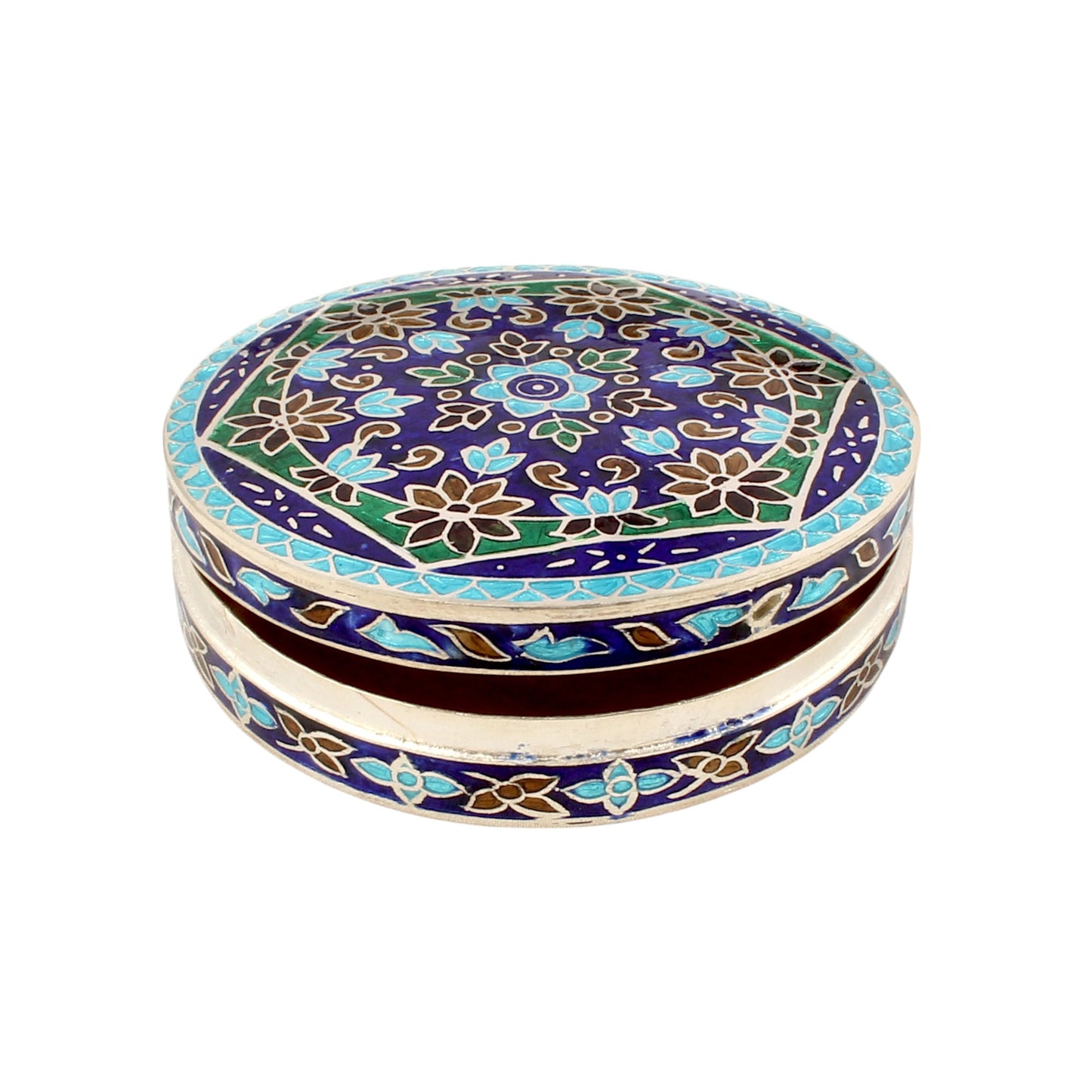 Beautiful Vintage Enamel Work Box 925 Sterling Silver Enamelled Jewelry Store Box
