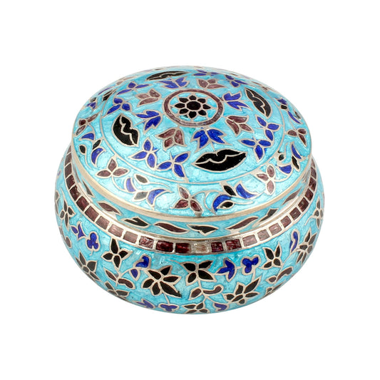 Traditional Enamel Silver Box 925 Sterling Silver Vintage Handmade Jewelry Box